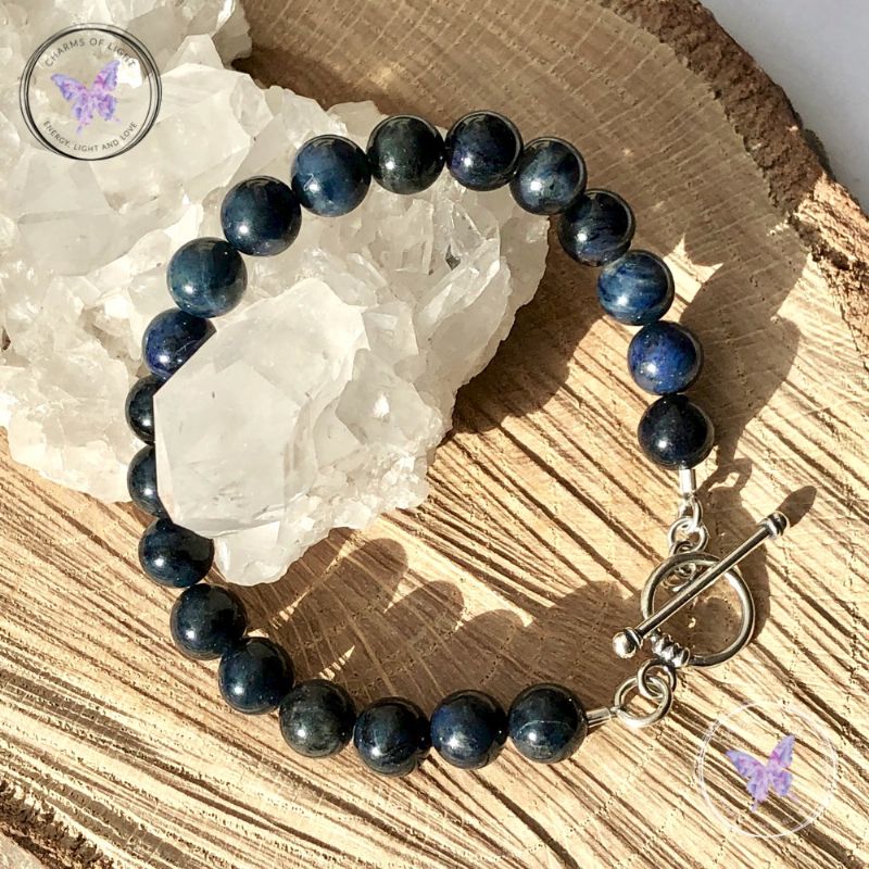 Dumortierite Healing Bracelet with Silver Toggle Clasp